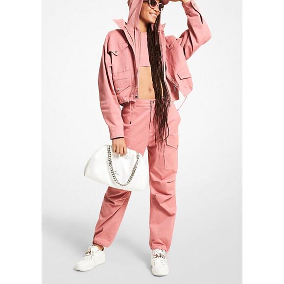 New with Tags Michael Kors Organic Stretch Cotton in Pink Anorak SZ L - Picture 2 of 16